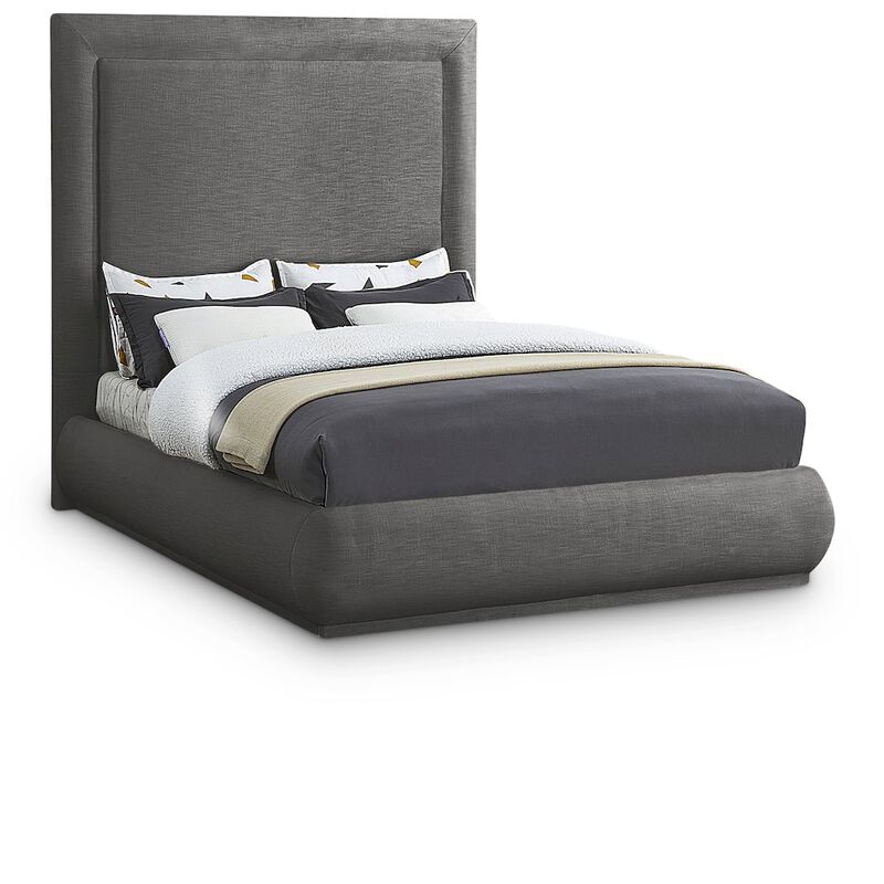 Meridian Furniture Brooke Grey Linen Textured Fabric King Bed