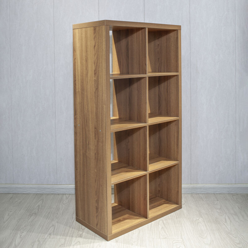 Smart Cube 8-Cube Organizer Storage with Opened Back Shelves,2 X 4 Cube Bookcase Bookshelves for Home, Office, Walnut Color