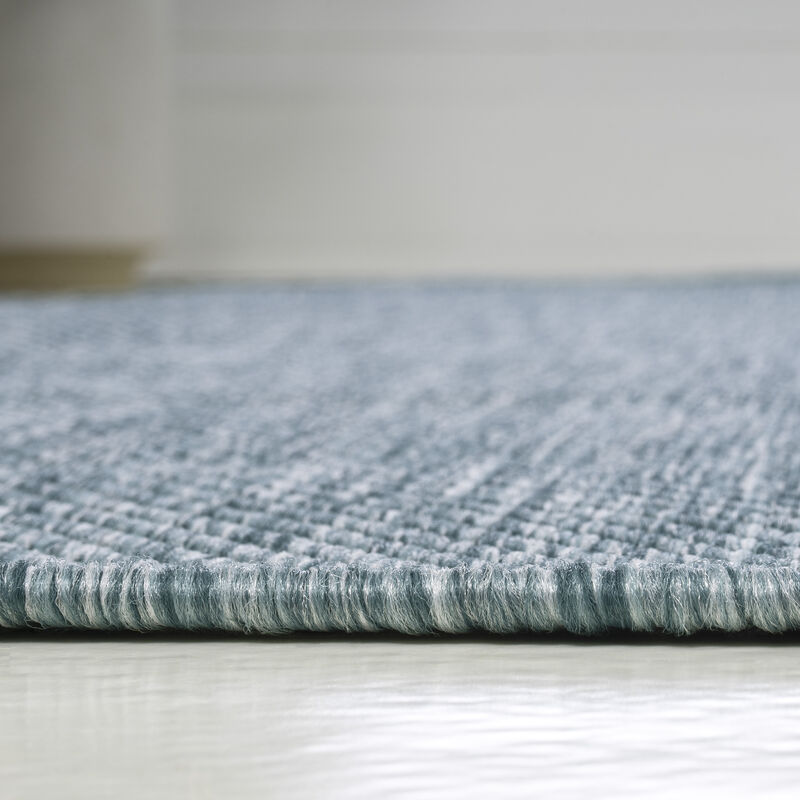 Miles Modern Minimalist Radius Corner Solid Indoor/Outdoor Shaped Area Rug