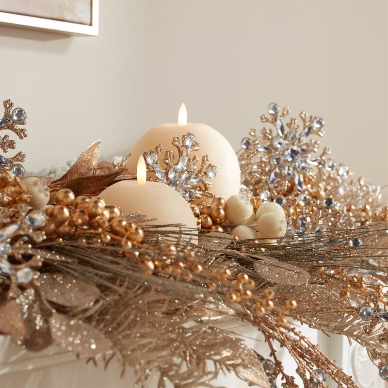 Set of 2 Jeweled Snowflake Sprays for Holiday Tree, Wreath, or Vase Arrangement