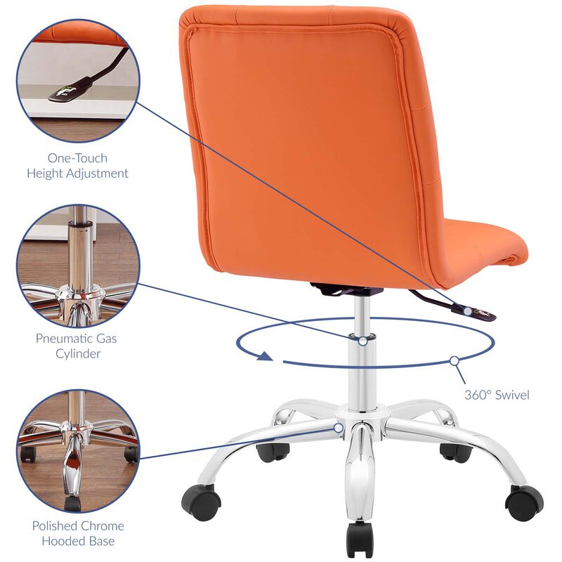 Modway Furniture - Prim Armless Mid Back Office Chair Orange image number 6