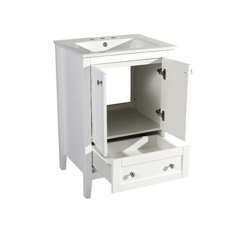 Cannes 24 in. White Bathroom Vanity with 3-Hole Ceramic Sink Top image number 5