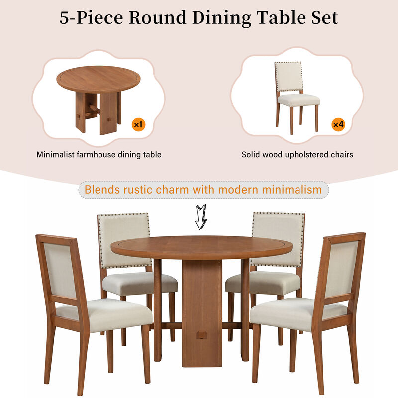 Merax 5-Piece Round Dining Table Set for 4