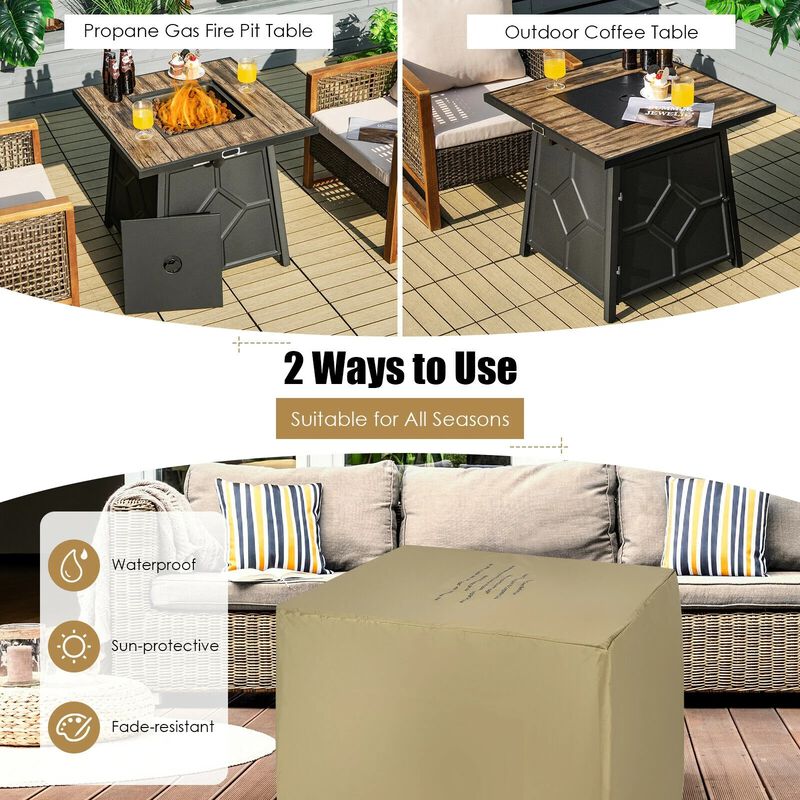 Mondawe 28" Fire Pit Table, 40K BTU, Cover & Lava Rocks, CSA Certified