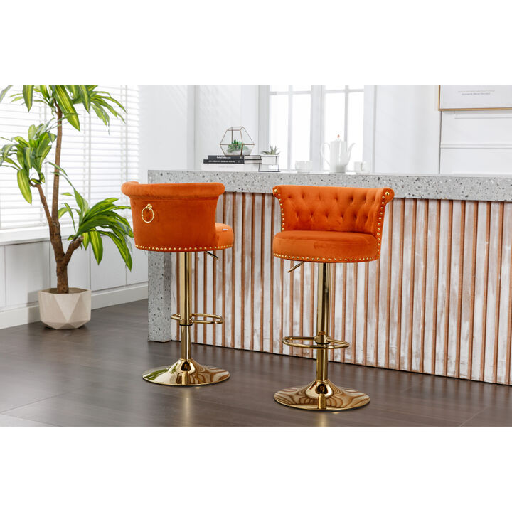 Swivel Bar Stools Set of 2 Adjustable Counter Height Chairs with Footrest for Kitchen, Dining Room 2PC/SET