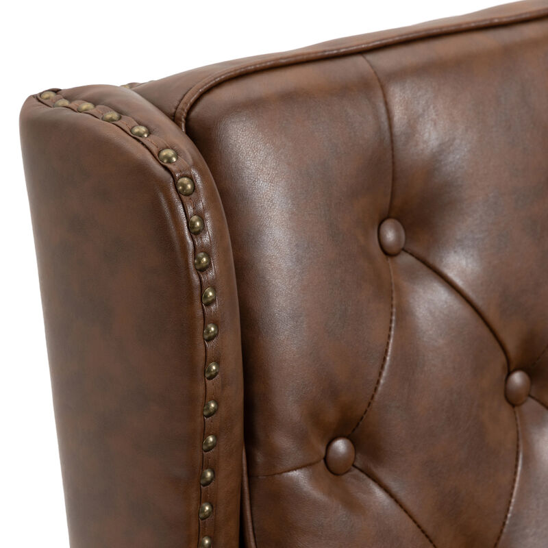 TATEUS  Modern Brown PU Accent Chair Lounge Chair image number 7