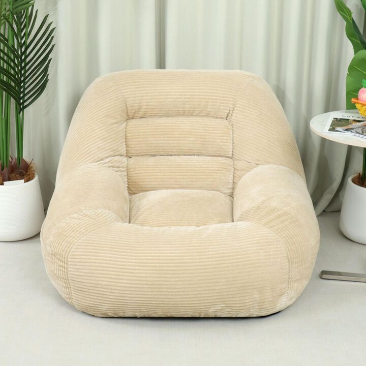 GOODSILO Large Corduroy Fabric Beanbag Couch with Fluffy Cloud Design