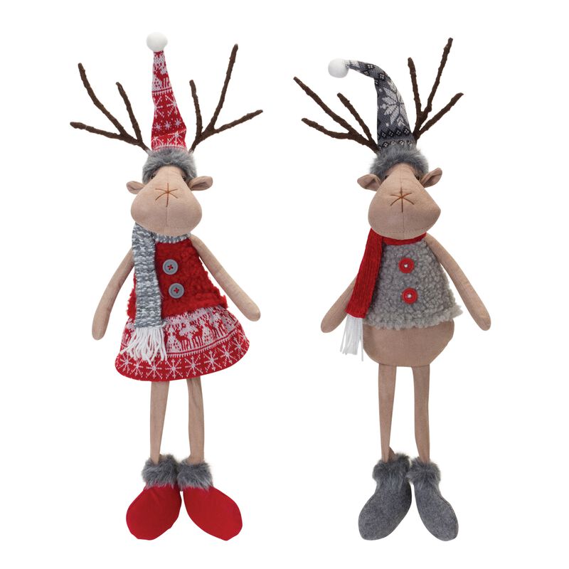Deer Shelf Sitter for Holiday Decor and Festive Home Accents (Set of 2)