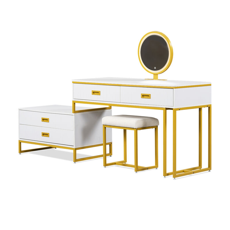 Merax Modern Style Vanity Table With Movable Side Cabinet