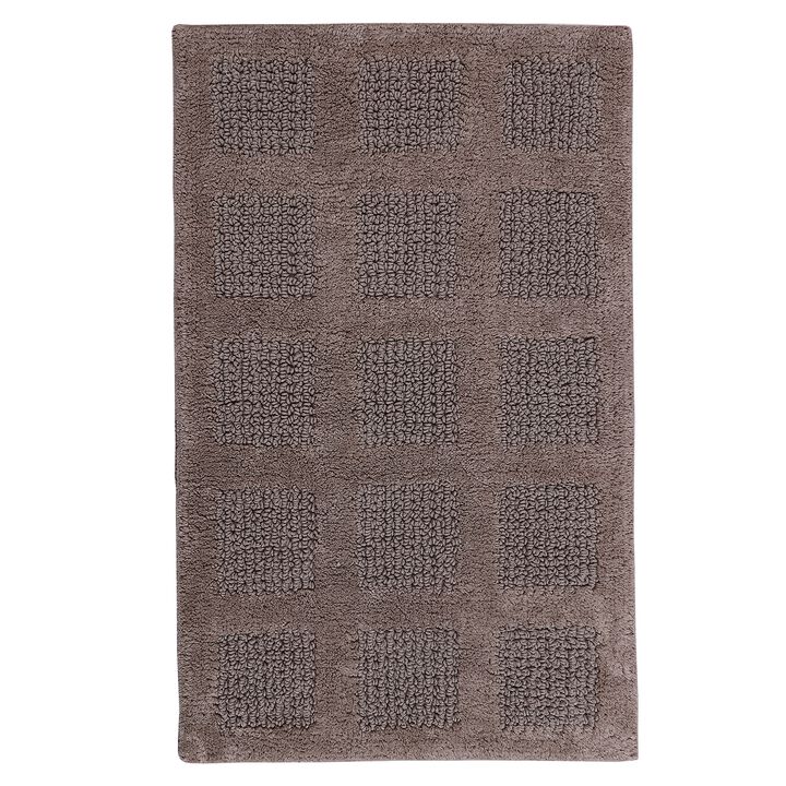 Knightsbridge Square Honeycomb 100% Cotton Reversible Bath Rug 24 X 40 Stone