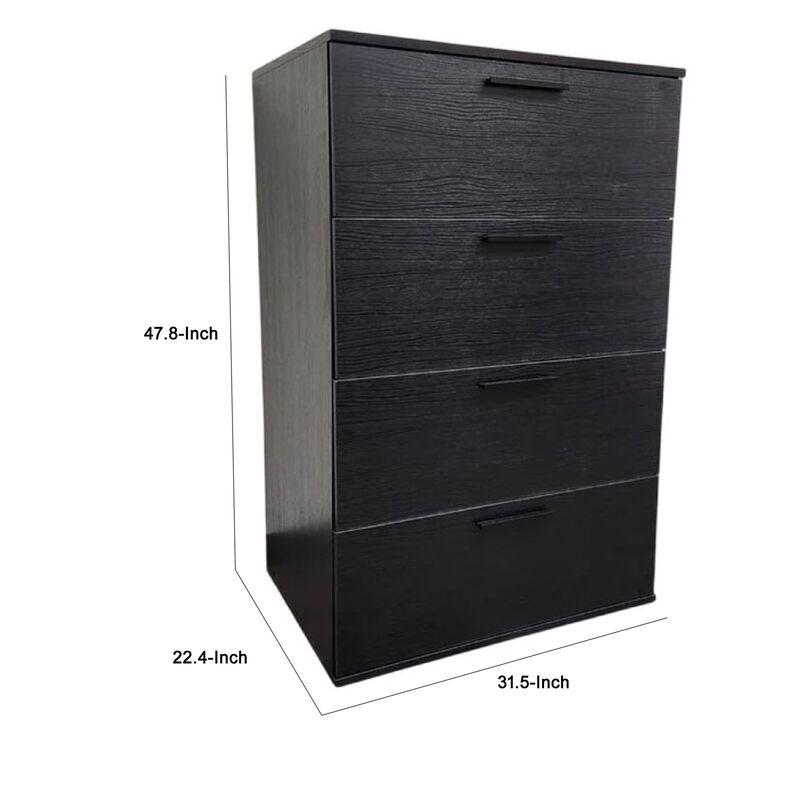 Levy Jumbo Tall Dresser Chest, 4 Drawers, Weathered Black Melamine