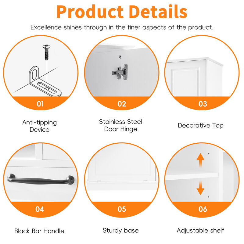 Merax Tall Storage Cabinet with Adjustable Shelves, Large Flip-Out Basket & Enclosed Cabinets – Perfect for Bathroom