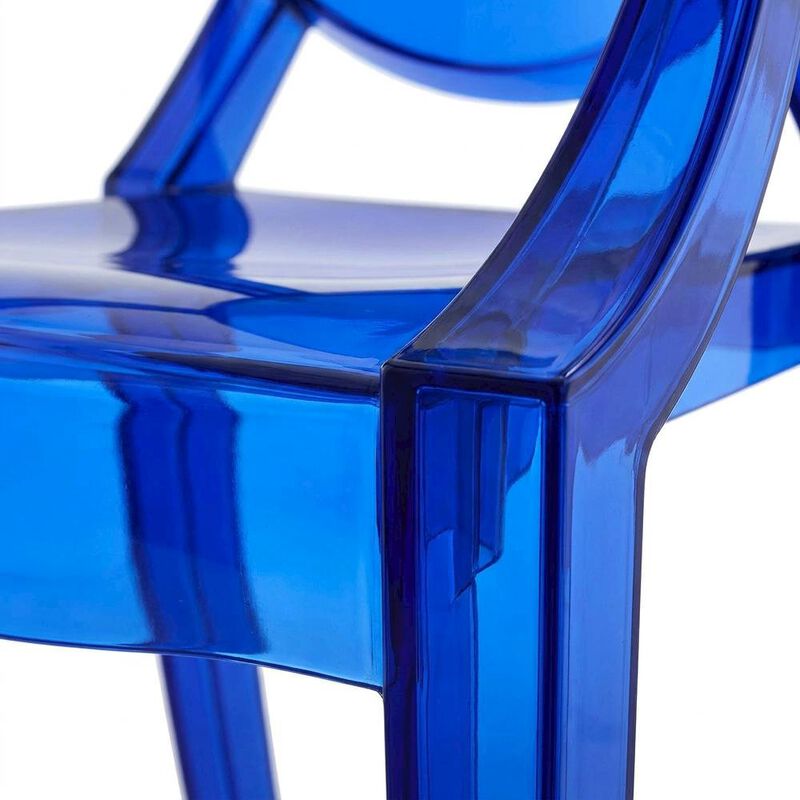 Acrylic Stackable Dining Armchair, Contoured Back, Blue image number 6