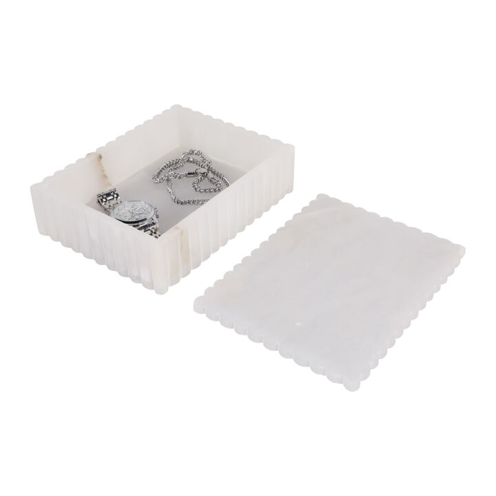8x6" Ribbed Alabaster Box
