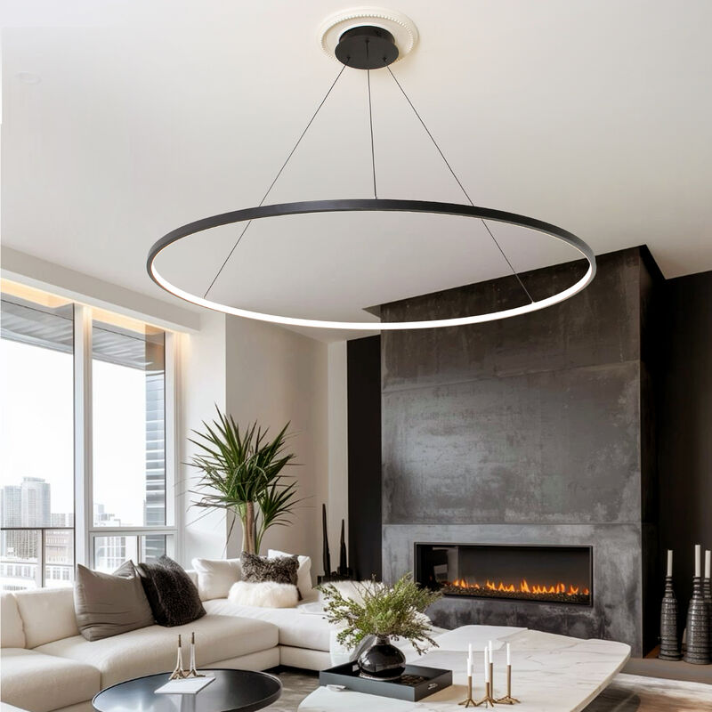 45.3 inch Circle Chandelier Round Kitchen Island Pendant Remote Dimmable image number 2