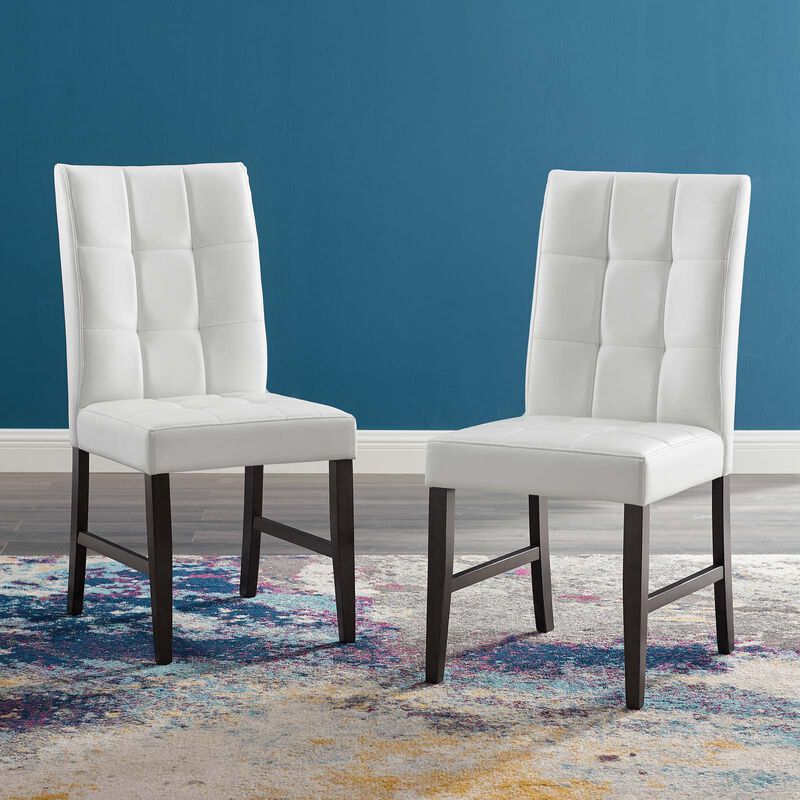Promulgate Biscuit Tufted Upholstered Faux Leather Dining Side Chair Set of 2 image number 6