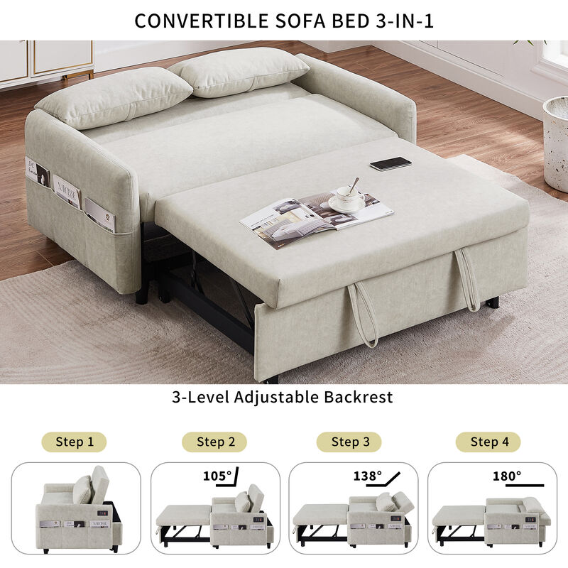 Merax Sleep Sofa Bed Loveseats Sofa Couch with Adjsutable Backrest