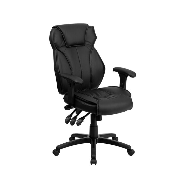 Flash Furniture High Back Black Leather Executive Office Chair with Triple Paddle Control