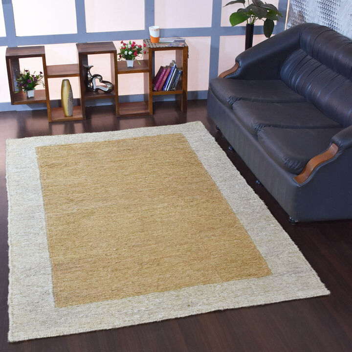 HAND KNOTTED SUMAK JUTE ECO-FRIENDLY Contemporary AREA RUGS  - Rectangle Shape, Contemporary, High Pile, Natural Fiber, Outdoor Indoor Handmade Area Rugs (J00009)