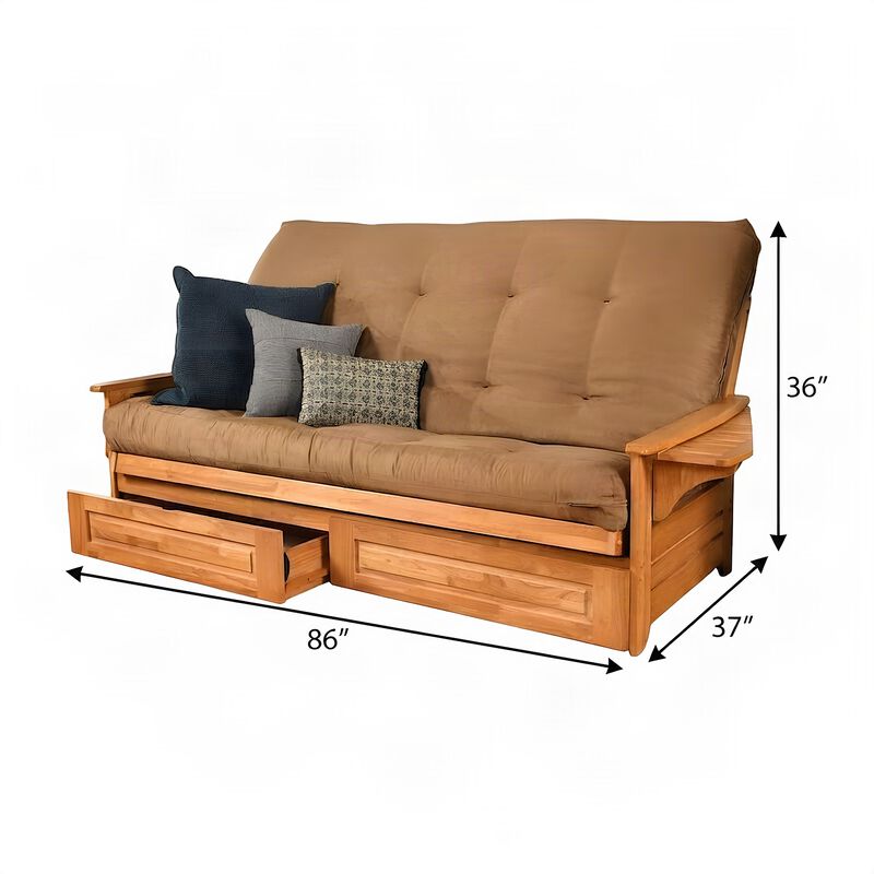 Phoenix Frame Queen-Butternut Finish-Suede Peat Mattress-Storage Drawers image number 6