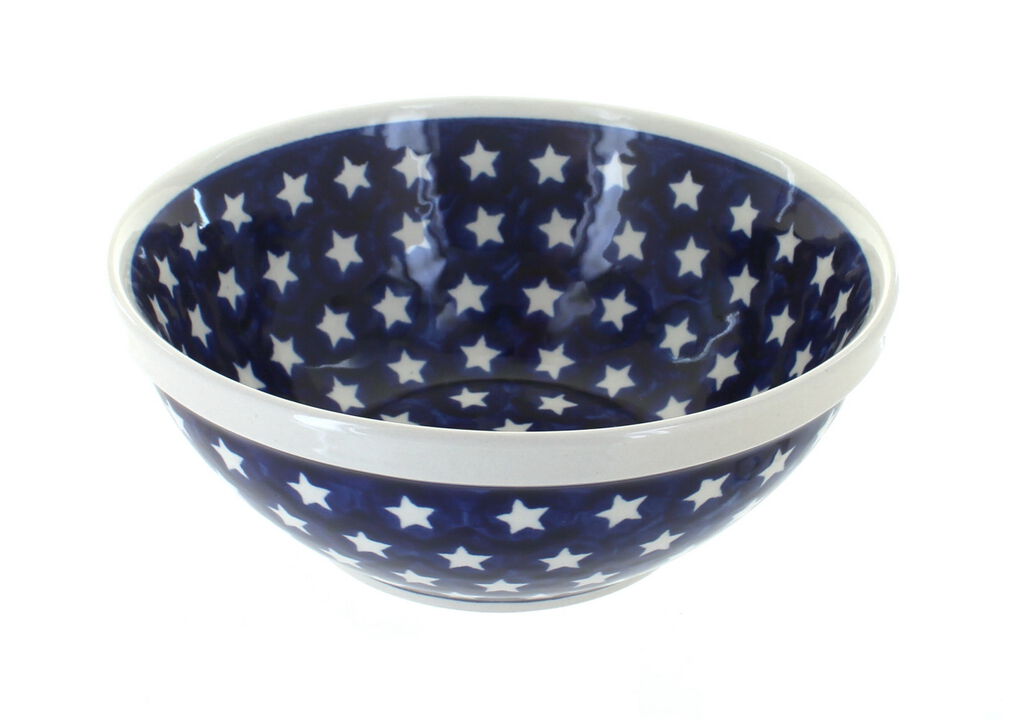Blue Rose Polish Pottery Stars & Stripes Medium Serving Bowl