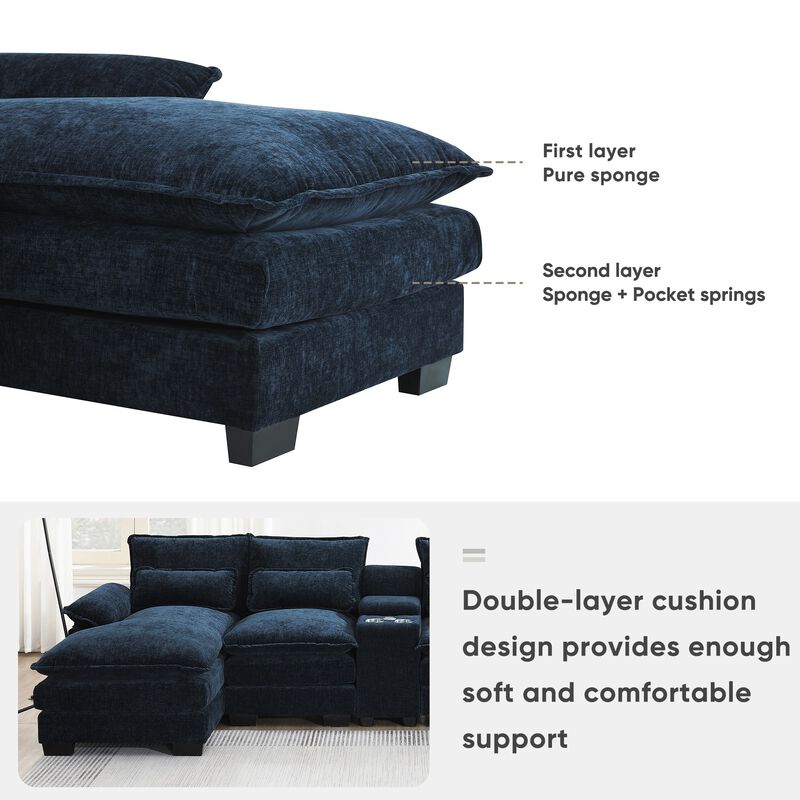 Bimkom U-Shaped Chenille Sectional Sofa image number 6