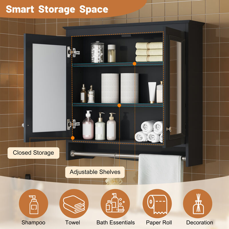ELEMENT ACE 3-in-1 Wall Mounted Bathroom Mirror Medicine Cabinet with Adjustable Shelves, Soft Close Doors, Hidden Storage and High-Definition Mirror for Vanity image number 6