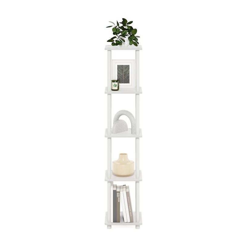 Turn-N-Tube 5-Tier Corner Square Rack Display Shelf, White/White