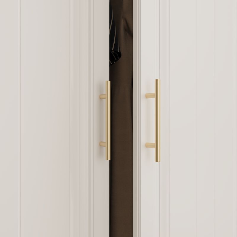 FUFU&GAGA Large Capacity Multifunctional Wardrobe with Concealed Storage, 6 Doors and 4 Drawers with Hanging Rod, (98.4 in. W x 20.6 in. D x 74.2 in. H), White