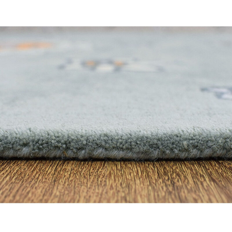 RUGSOTIC CARPETS HAND TUFTED WOOL ECO-FRIENDLY AREA RUGS  - 5'x7'6'', Rectangle Shape, Gray, Floral Modern Design, High Pile Thick Handmade Anti Skid Area Rugs for Living Room, Bed Room (K03107)