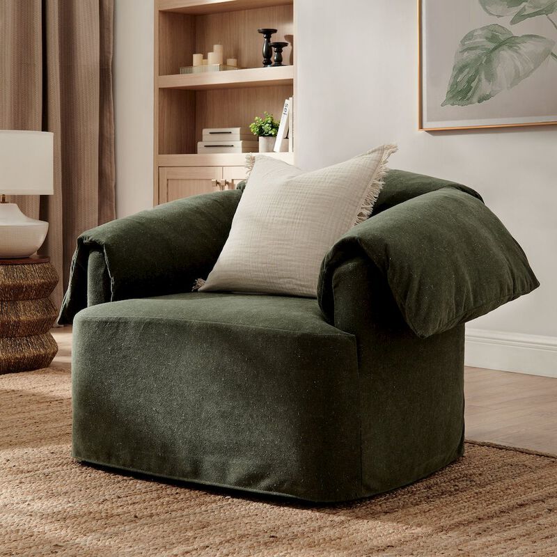 Lark Slipcovered Fabric Oversized Armchair image number 7
