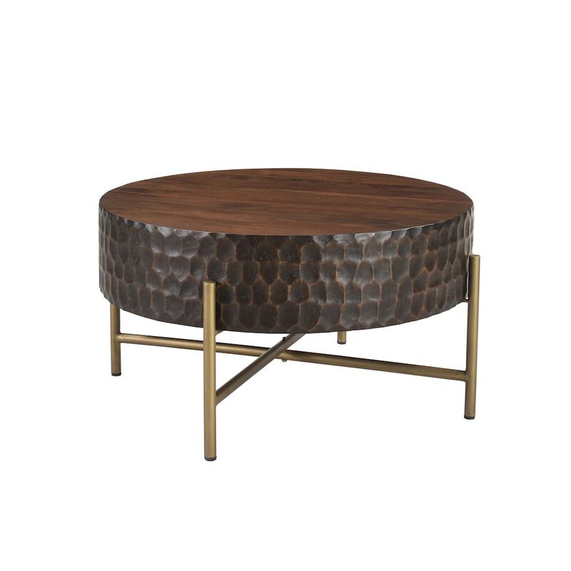 World Interiors Vallarta 34" Carved Coffee Table in Mango Wood with Two Toned Finish image number 3