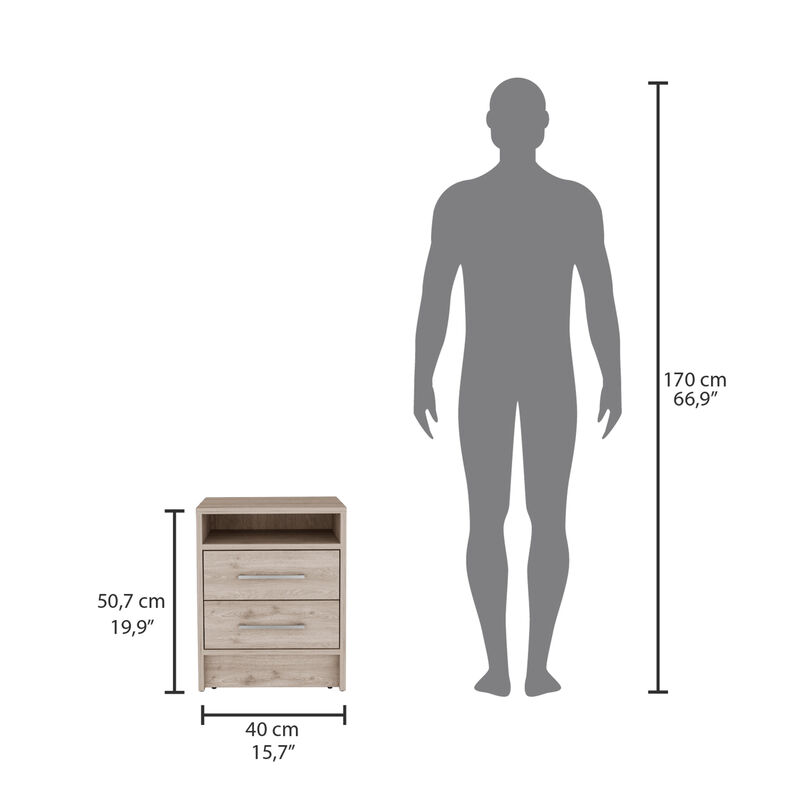 Streamdale Eter Nightstand, Superior Top, Two Drawers - Light Gray image number 3