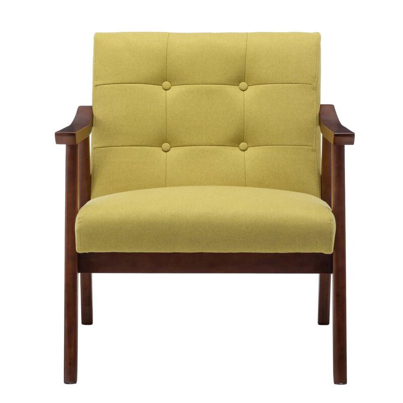 Convenience Concepts Take a Seat Natalie Accent Chair Bumblebee Yellow Fabric/Espresso