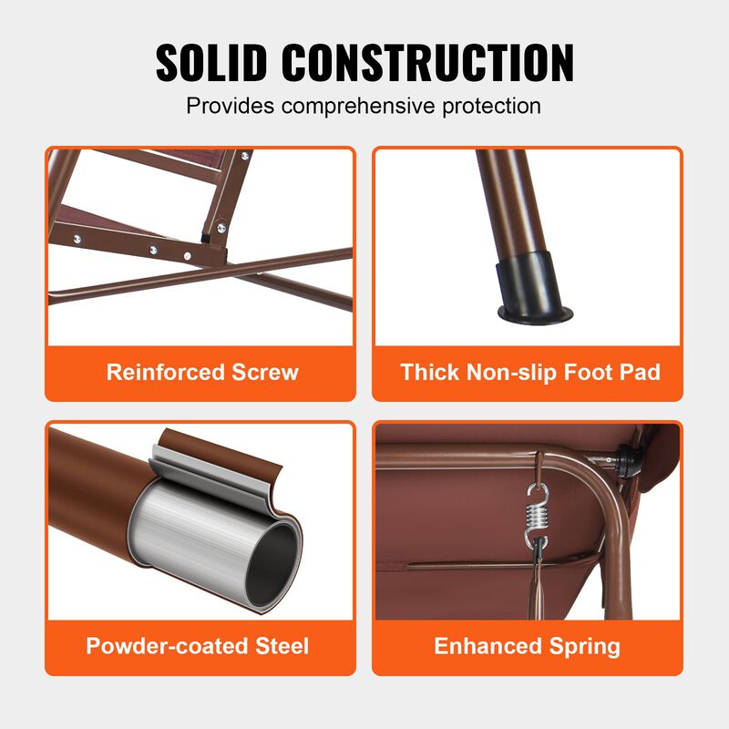 Outdoor Patio Swing with Adjustable Canopy &ndash; 3-Person Swing Chair with Teslin Fabric & Alloy Steel Frame for Poolside, Garden, Deck image number 5