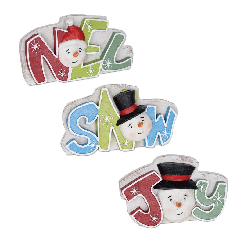 Joy, Snow, Noel Sign for Festive Christmas and Holiday Home Décor (Set of 3)