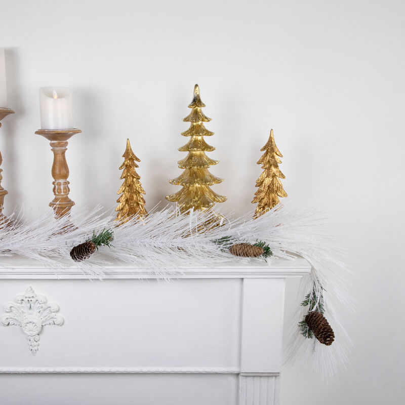 6' x 10" White Flocked Artificial Christmas Garland with Pine Cones  Unlit image number 2