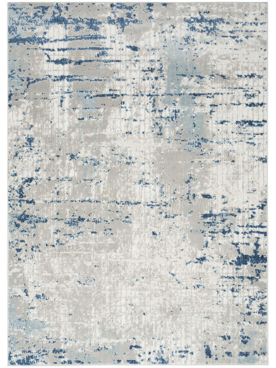 Quarry QUA01 Ivory/Gray/Blue 6'7" x 9'6" Rug