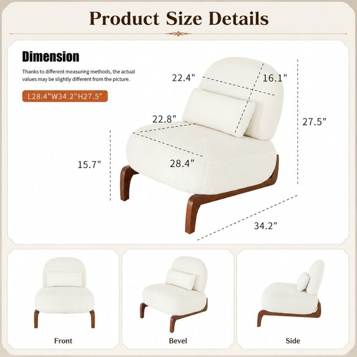 GOODSILO Armless Accent Chair with Plush Cushion and Solid Wood Legs, Soft Upholstered Seating for Living Room Bedroom Apartment Balcony Waiting Room
