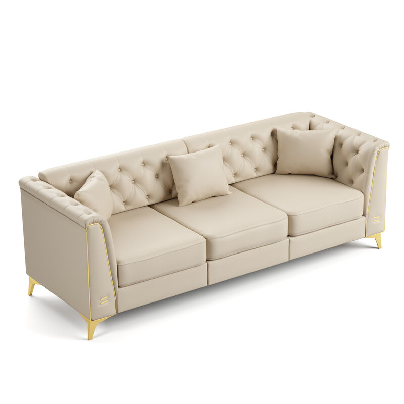 Wotvo PU Modular Chesterfield Sofa Set image number 8
