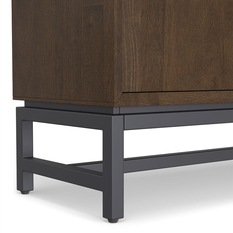 Banting SOLID HARDWOOD 32 inch Wide Modern Industrial Low Storage Cabinet in Walnut Brown image number 9