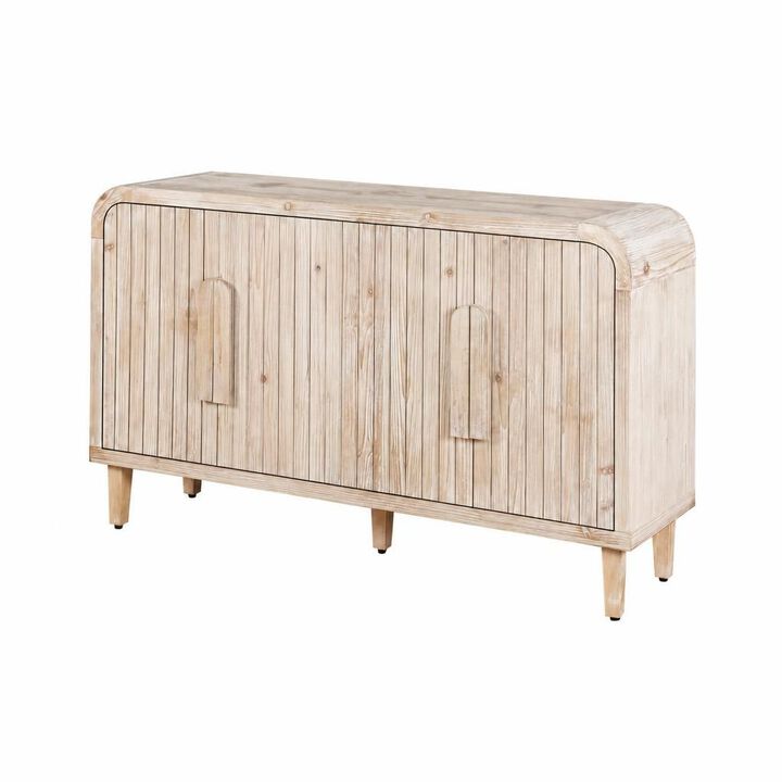 GOODSILO 59 Inch Curved Vintage Storage Sideboard with Large Wooden Handles and Adjustable Shelves for Kitchen and Dining Room Spaces
