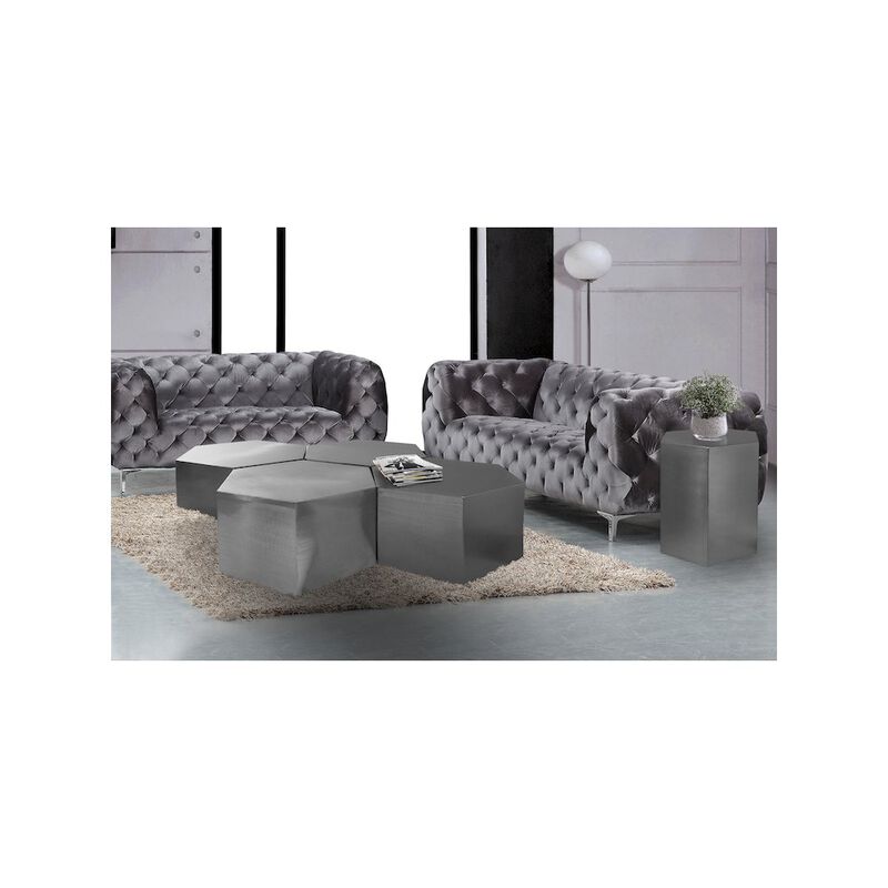 Meridian Furniture Hexagon Brushed Chrome End Table