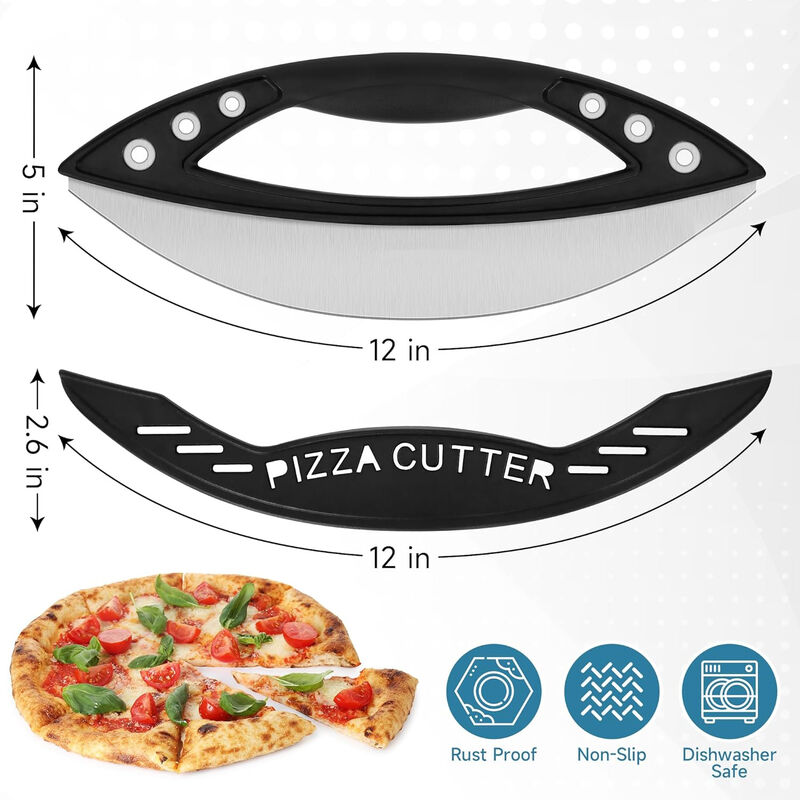 12" Stainless Steel Pizza Cutter Rocker Blade with Cover image number 6