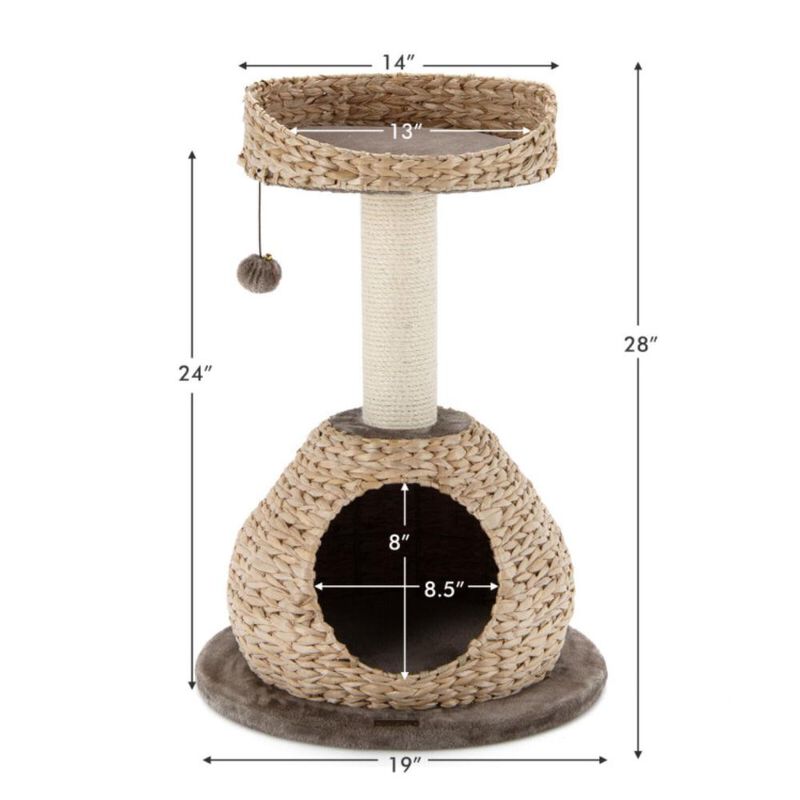 Hivvago 28 Inches Hand-Made Cat Tree Tower with Jump Platform