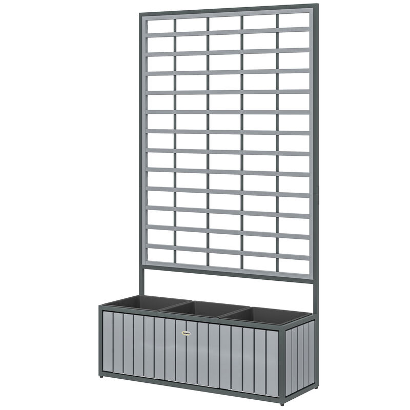 Hivvago Elevated Wooden Planter with Trellis and Pots image number 0