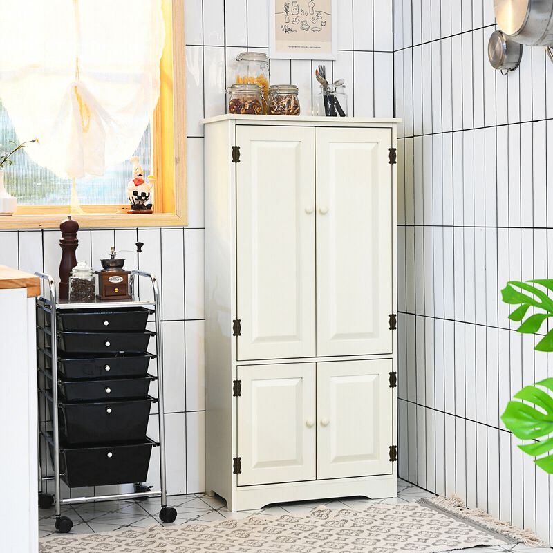 Accent Floor Storage Cabinet with Adjustable Shelves Antique 2-Door-White image number 1