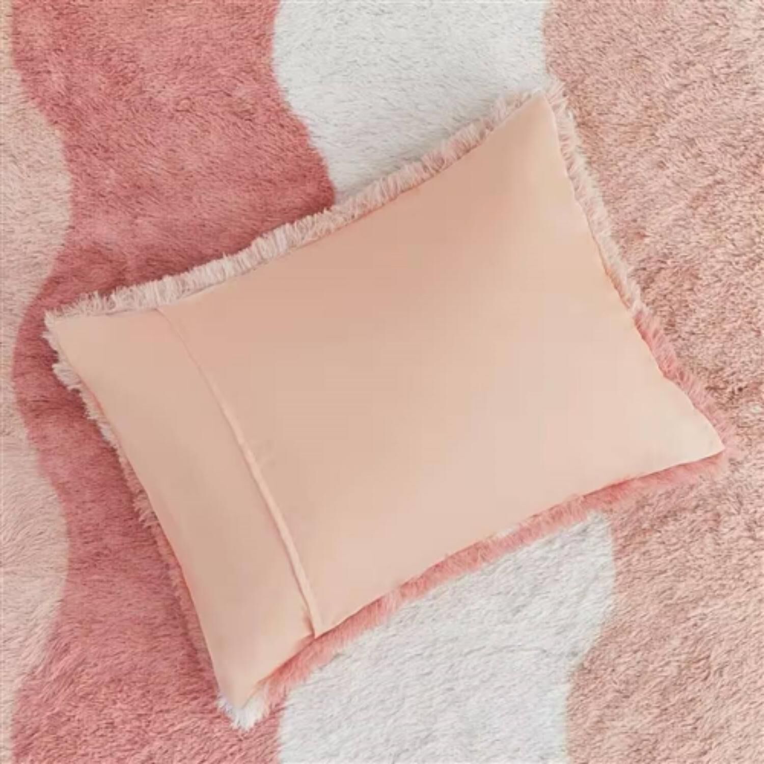 Hivvago Twin/Twin XL Pink Blush White Reversible Soft Sherpa Faux