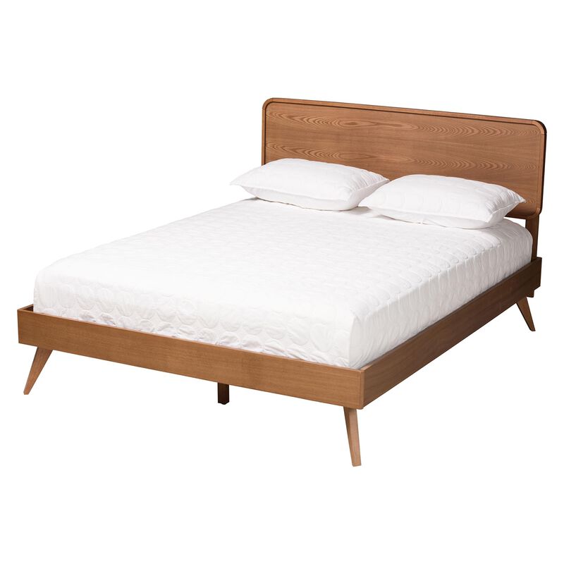 Baxton Studio Demeter Mid-Century Modern Walnut Brown Finished Wood Queen Size 5-Piece Bedroom Set image number 2