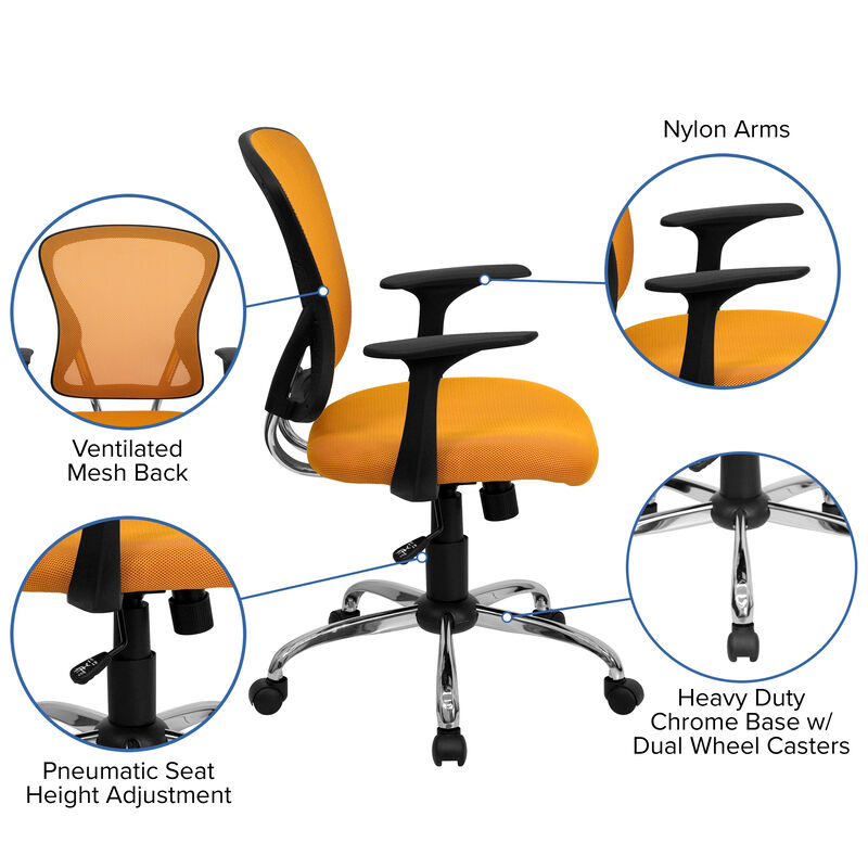Alfred Mid-Back Dark Gray Mesh Swivel Task Office Chair with Chrome Base and Arms image number 4